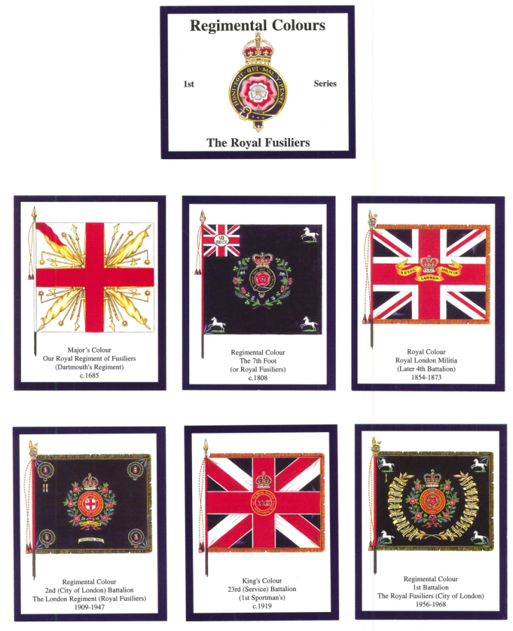 The Royal Fusiliers (City of London Regiment) - 'Regimental Colours' Trade Card Set by David Hunter - Click Image to Close